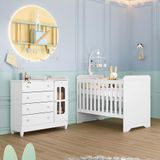 Quarto De Bebê Gabrielle Berço 3 Em 1 Cômoda Branco Brilho