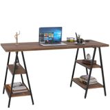 Mesa Para Escritório Estilo Industrial Cavalete 150cm Nogal