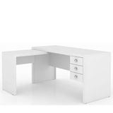 Mesa De Canto Para Escritório Com 3 Gavetas Me4106 Branco