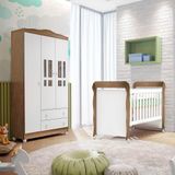 Quarto De Bebê Berço Mini Cama Guarda Roupa Infantil Branco