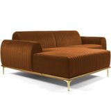 Sofá 4 Lugares Com Chaise Molino 265cm Veludo Telha C-262