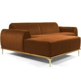 Sofá 5 Lugares Com Chaise Molino 300cm Veludo Telha C-262