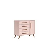 Comoda Infantil Sapateira 1 Porta 4 Gavetas Rosa - Qmovi