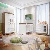 Quarto De Bebê Berço 3 Em 1 Guarda Roupa Cômoda Branco