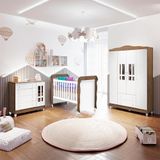 Quarto De Bebê Berço Mini Cama Guarda Roupa Cômoda Branco