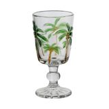 Cj 6 Taças P/água De Vidro Tropical Palm Hand Painting 310ml