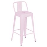 Banqueta Média Iron Tolix Com Encosto 66 Cm Rosa Claro