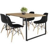 Mesa De Jantar Com 4 Cadeiras Eiffel Charles Eames Preto