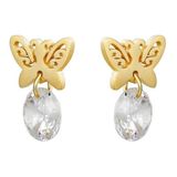 Brinco Infantil Aço Cirúrgico Borboleta Zirconia - Dourado