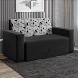 Sofá-cama 2 Lugares Pratik 5000 Suede Preto/cinza