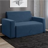 Sofá-cama 2 Lugares Pratik 5000 Mamflex Azul Suede Azul