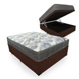 Cama Box Com Baú Casal + Colchão De Molas Ensacadas Marrom