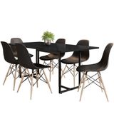 Mesa De Jantar Preto Com 6 Cadeiras Eiffel Eames Preto