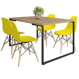 Mesa De Jantar Com 4 Cadeiras Eiffel Charles Eames Amarelo