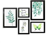 Kit 5 Quadros Decorativos Com Moldura Borboleta Home Sweet Home