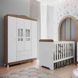 Quarto De Bebê Berço 3 Em 1 Guarda Roupa Infantil Branco