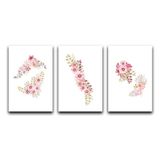 Kit Placas Quadros Decorativos 3 pçs 20x30 Flores Rosas