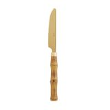 Cj 6 Facas Mesa Inox Cabo Plástico Bambu Dourado 21cm