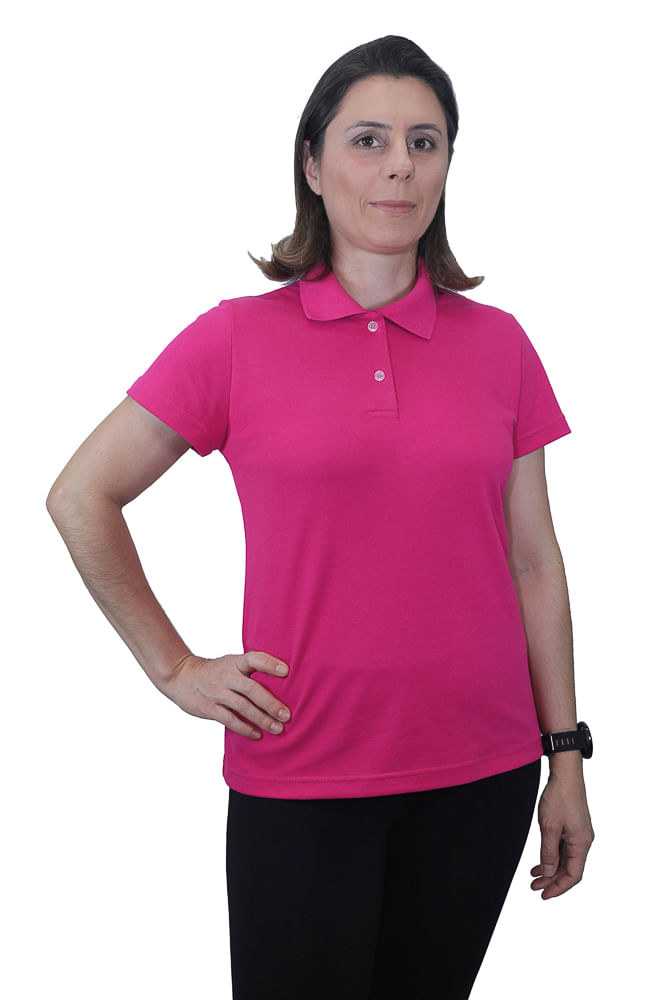 camisa polo feminina manga curta