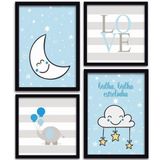 Conjunto Quadros Decorativos 4 peças Menino Estrelinha