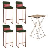 Kit Mesa Bistrô E 4 Banqueta Verde E Almofada Rose Gold