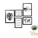 Kit 5 Quadros Decorativos Com Moldura Mapa Mundi Home Sweet Home