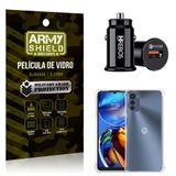 Carregador Veicular Turbo Com Capinha Moto E32 E Película 3d