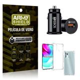 Carregador Veicular Turb Com Capinha Moto G60s E Película 3d