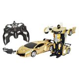 Carro Controle Remoto Sem Fio Transformavel Dourado - DMToys