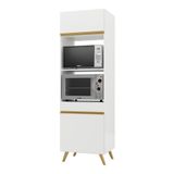 Paneleiro 2 Portas 63cm Para Forno E Microondas Branco Dourado