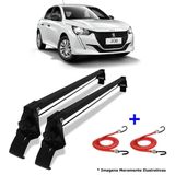 Rack De Teto Bagageiro + 2 Elasticos Peugeot 208 Ano 13/19