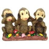Estatueta Sala Quarto Geek Trio Macacos Resina 11x15