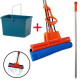 Vassoura Mágica Mop 27cm Absorvente De Limpeza Com Balde