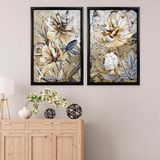 Quadro com Moldura Chanfrada Pintura Flor Amarelo