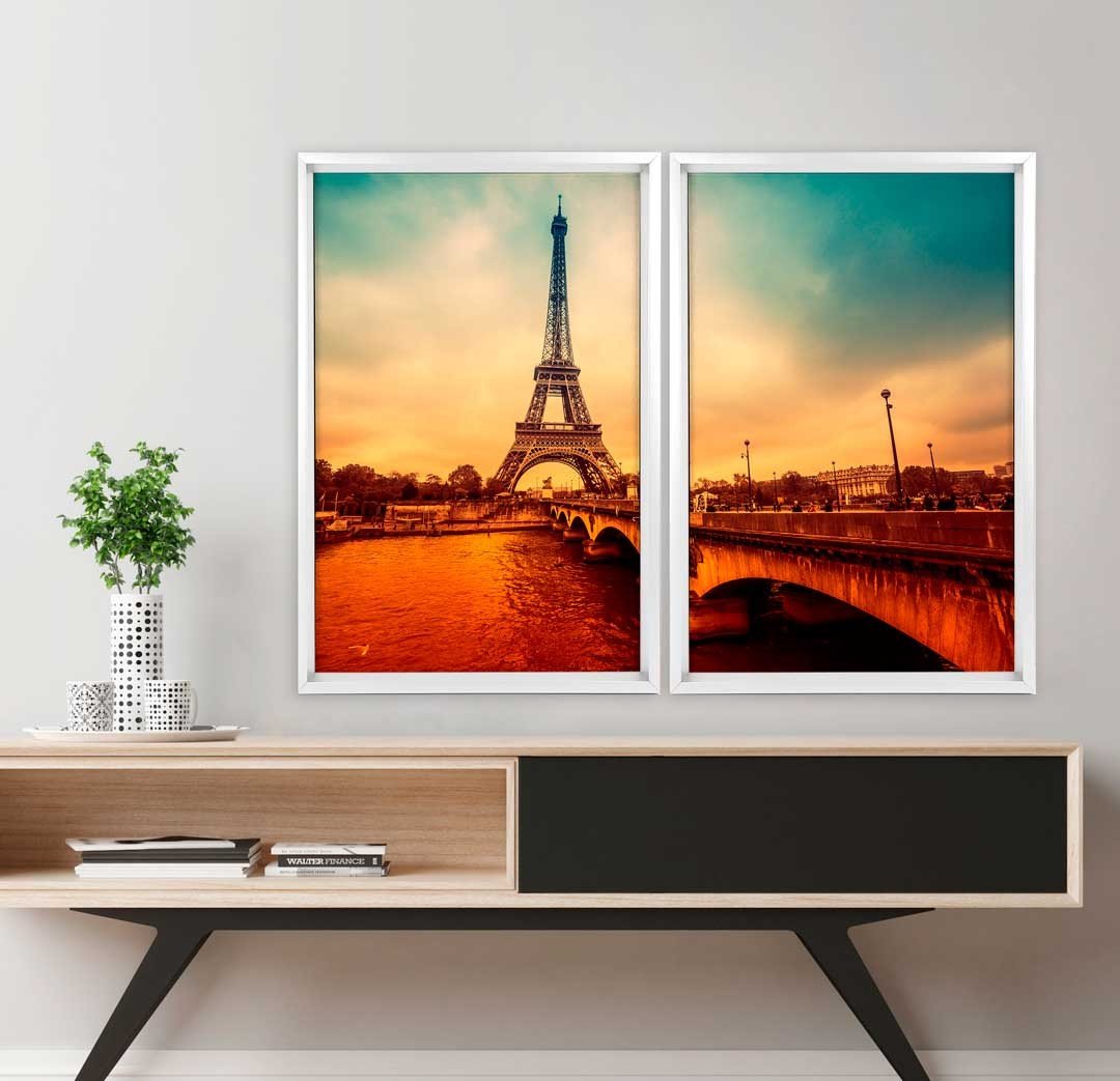 Quadro com Moldura Chanfrada Paris Envelhecido