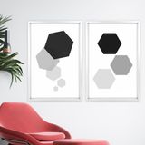 Quadro com Moldura Chanfrada Geométricos Preto