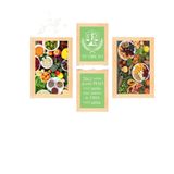 Quadros Placas Mdf 6mm Nutrição Cozinha 4 Un 29x20 20x15