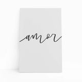 Amor Palavra Cursiva Minimalista Quadro Canvas 60x40cm
