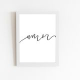 Amor Palavra Frase Minimalista Quadro Moldura Branca 60x40cm