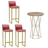 Kit Mesa Bistrô E 3 Banqueta Rose Gold E Almofada Vermelho