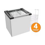 KIT - Freezer Horizontal Tampa de Vidro 144 litros Nf20 - Metalfrio 220v + 4 Cestos Nextgen Branco