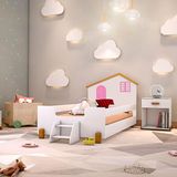 Cama Infantil Solteiro Belissima Rosa Branca E Mel Branco