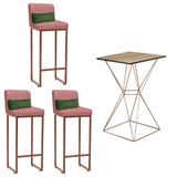 Kit Mesa Bistrô E 3 Banqueta Rose Gold E Almofada Verde