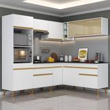 Cozinha Completa De Canto Multimóveis Branco/dourado