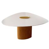 Mesa De Jantar Orgânica 180x160 Cm Tampo Laca Branca Base Freijó Cor Marrom