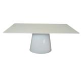 Mesa De Jantar Cone Retangular 160x90 Cm Base Oval Laca Branca Tampo Laca Branca Cor Branco