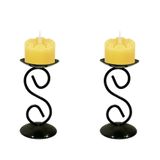 2 Castiçal 1 S Com Vela Marfim Mesa Decoração Candelabro