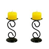 2 Castiçal 1 S Com Vela Amarela Mesa Decoração Candelabro