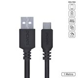 Cabo Para Celular Smartphone Usb A 2.0 Usb Tipo C 1m Preto