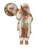 Boneco Papai Noel Natal Natalino Arvore Dourado 45cm